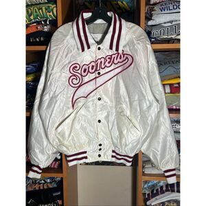 Vintage 80s Oklahoma Sooners University Satin Bomber Jacket
